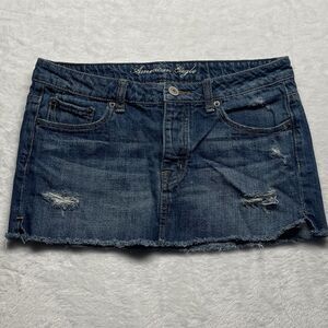 American Eagle Outfitters Denim Jean Mini Skirt Womens Button Fly Sz 6